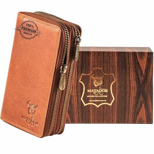 MATADOR #Madrid Portefeuille en cuir pour femme avec boîte cadeau élégante, portefeuille élégant avec bloqueur RFID, portefeuille de luxe pour femme, nombreux compartiments pour cartes, MADRID MEDIUM