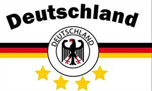 Deutschland 4 Sterne weiß - schwarz-rot-gold FAN 1,50 x 0,90m Flagge Fahnen mit 2 Ösen