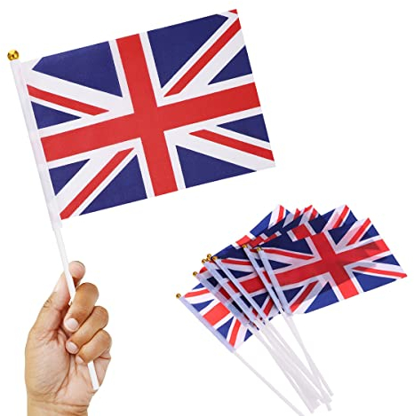 Union Jack Hand Waving Flag Royal UK GB Great Britain Flags Pack of 50,Blue