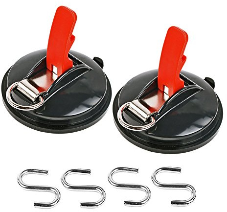 ProPlus Saugnapf Befestigung max. 10 kg mit S Ring 2er Set Klappsauger für Vorzelte, Sonnensegel, Planen und Fahrzeugabdeckungen