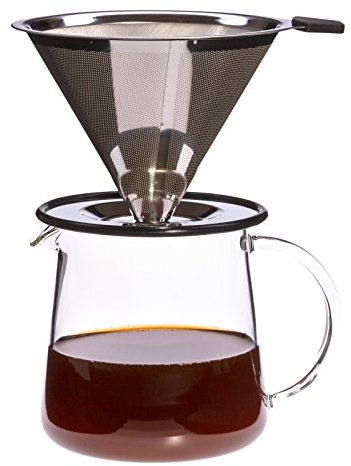 Trendglas Jena Jarra de café POUR OVER FOR TWO con filtro de acero inoxidable, 500 ml