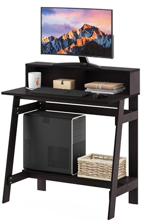 Furinno Simplistic A Frame Computer Desk, Study Desk, Writing Desk, Dark Walnut