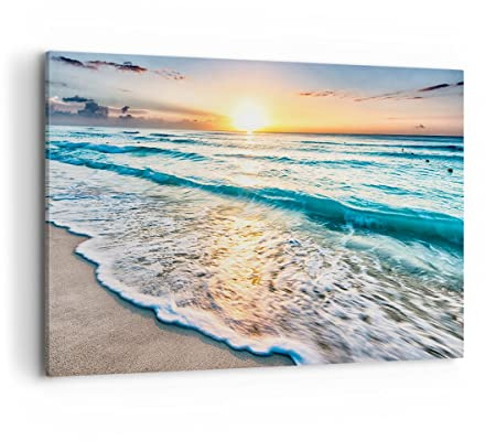 ARTTOR Leinwandbild 100x70cm Wandbild Landschaften Maritim - 3621 | Meer Welle Strand Groß Wanddekoration Wohnzimmer Schlafzimmer Küche Wanddeko Wand Kunstdruck Wandkunst Wall Decor ARTTOR