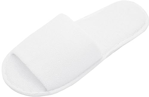 ZOLLNER 10 Paar Einwegslipper Gästehausschuh in weiß - Frottierslipper für Reise, Spa, Sauna und Zuhause - rutschhemmende Sohle - offene Spitze - Einheitsgröße - Hotelqualität