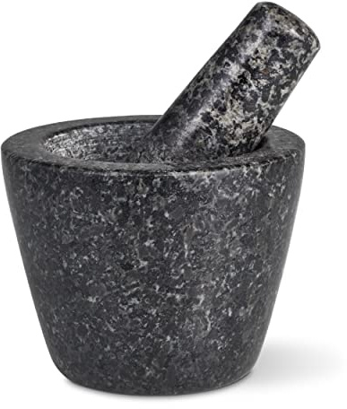 Cole & Mason Dorchester Mörser mit Stößel Klein 10 cm | Mörser und Stößel Set für Gewürz und Kräuter, natürlicher Granit, leicht zu reinigen, langlebig, polierter Steinmörser