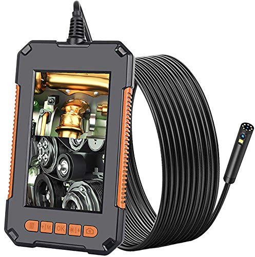 Zwei Linsen Inspektionskamera, 4,3-Zoll-Farb-IPS-Monitor Industrielles Endoskop IP67 wasserdichte Doppelkopfkamera, EndoskopKamera 1080P 8mm IP67 wasserdichte mit 8+1 LED Licht, 32G-TF-Karte,10M