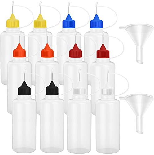 Hulless 12 Pcs 4 Ounce Needle Bottle Plastic Dropper Bottles Multicolor lid