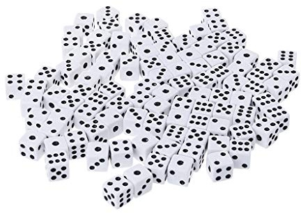 Myya Tärningsset, 100 st 8 mm plast vita spel tärningar sexsidig decider födelsedagsfester brädspel, lämplig för tärningar spel brädspel undervisning matematik tärningar set