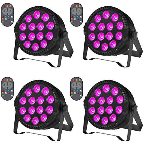 HOLDLAMP 84W LED Par Strahler, 14 led Bühnenlicht DMX512 4-in-1 RGBW Par Licht Beleuchtung mit Fernbedienung Discolicht für Party Stage DJ Show Bar Halloween Weihnachten (4 Stück)