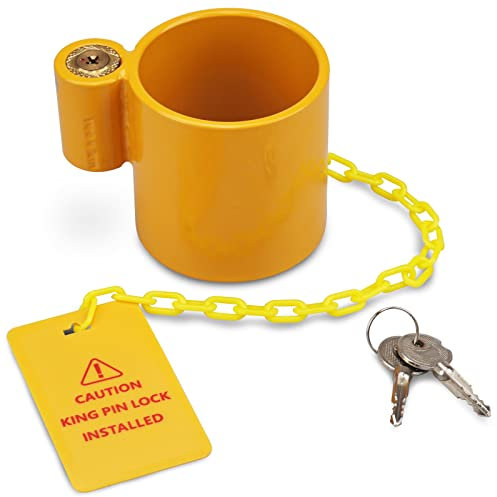 RVMATE 5th Wheel Lock, Heavy Duty Steel King Pin Lock with Anti-Theft Warning Tag, for 5th Wheel/Semi Trailers/RVs/Containers