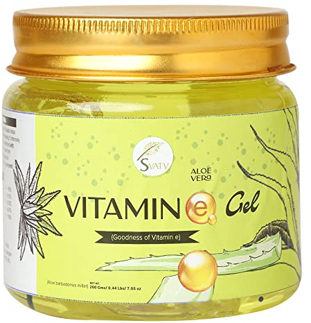 SVATV Natural Aloe Vera Gel With Vitamin-e Beads for Face, Skin, Hair & Sunburn Relief with Cold Pressed For Men & Women - 200g, 7.05 oz, 0.44lbs