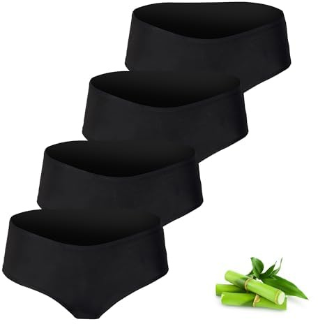 Basic Treasure 4-pack bambu hipstertrosor dam svart M, andningsbar bambu