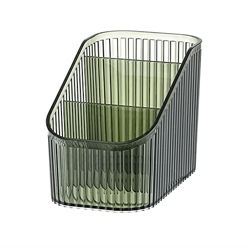 DASITON Make up Organizer,Kosmetik Organizer mit 3 Fächern,Acryl Kosmetik Aufbewahrung mit Großer Kapazität,Schminktisch Organizer für Pinsel,Eyeliners,Lippenstift und Skincare(Grün S)