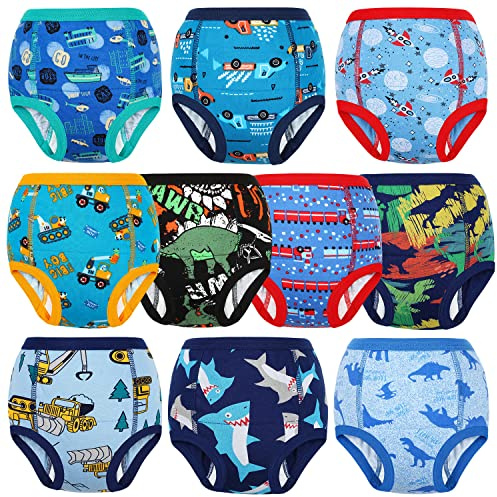 MooMoo Baby Potty Training Underwear 10 Packs Absorbent Toddler Training Pants for Boys and Girls Cotton 4T Blue