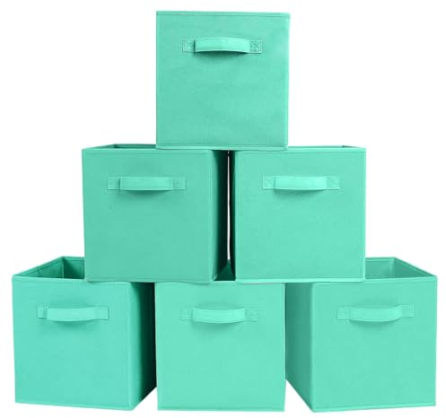 powerking Aufbewahrungsbehälter, 6 Stück, faltbare Aufbewahrungswürfel aus Stoff und Stoff, Aufbewahrungsbox für Schrank und Spielzeug, Grün