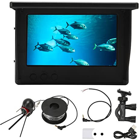 Telecamera per la Pesca Subacquea, Schermo TN HD da 4,3 Pollici Telecamera Portatile per Fish Finder 1500cd Telecamera Impermeabile IP68 con 12 Luci per la Visione Notturna per la (20 m / 21,9 yd