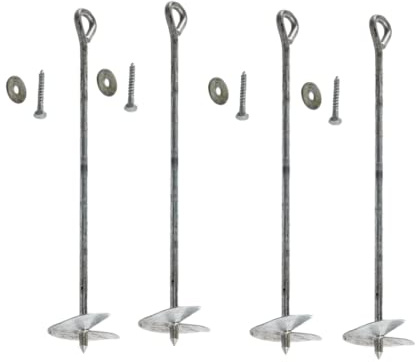 Bodenanker zum Eindrehen 4 Stück - Erdanker Trampolin 50 cm - Anker Boden aus Verzinkt Stahl - Stabilisierung von Spielgeräten und Gartengeräten