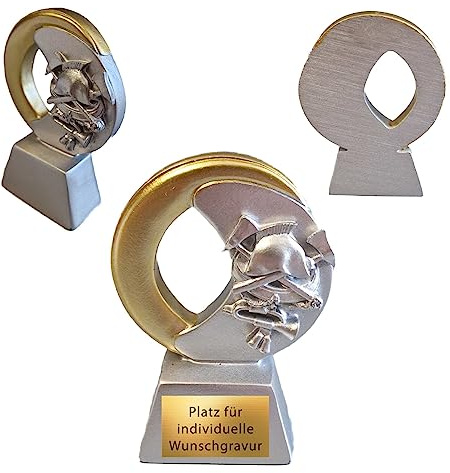 eberin Feuerwehr Pokal XS 10 cm - FFW Trophäe mit Gravur, Silber Gold Resin | Individueller Jugendfeuerwehr Preis & Nachwuchs Award, Inklusive Wunschtext bis 90 Zeichen, für Wettkämpfe & Vereinsfeiern