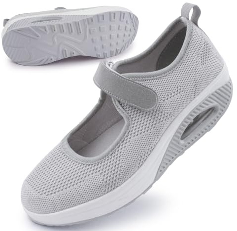 Git-up Femmes Confortable Travail Infirmière Chaussures Antidérapantes Réglable Respirant Walking Buffer Fitness Casual Nursing Orthèse Baskets Légères, Maille