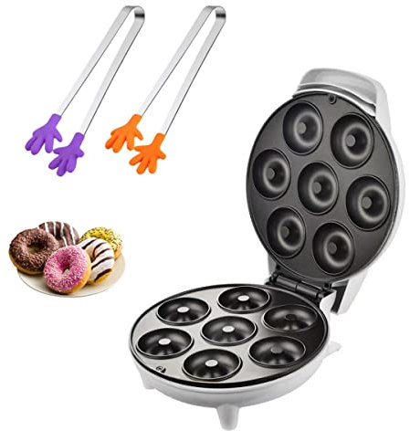 Electric Non-Stick Donut Maker for 7 Small Treats - Create Delicious Mini Doughnuts with Ease - Perfect for Decorating and Icing Fun with Kids