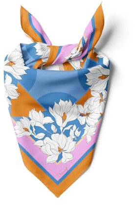 Damen-Halstuch 55cm x 55cm Square Unisex Stirnband Schal Bandana Hals Kopftuch Atmungsaktiv (Blühendes Design 17)