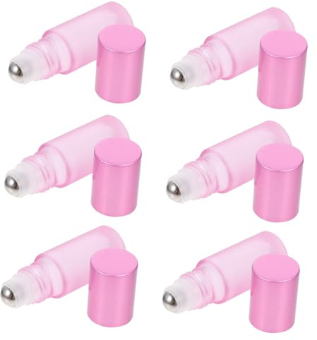 DOITOOL 6 Botellas de Vidrio Multiusos de 5ml Rodillo Portátil Rosa para Viaje, Frascos Pequeños y Compactos para Perfumes y Cosméticos