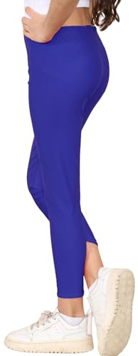 Loxdonz Girls Athletic Leggings Kids Dance Workout Running Yoga Pants Ballet Gymnastics Tights (US, Age, 9 Years, 10 Years, Royal Blue)