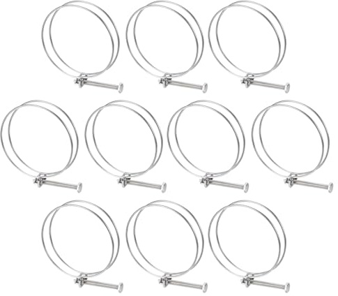 sourcing map Lot de 10 colliers de serrage à double fil, 98–105 mm réglables en acier inoxydable avec boulon M8 pour tuyau de collecte de poussière, tuyau de pompe