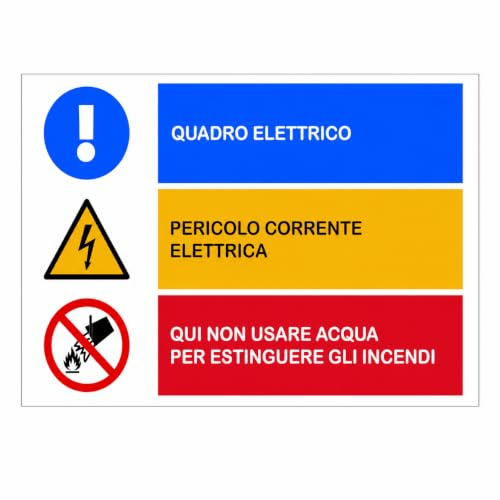 GLOBAL CARTELLO SEGNALETICO - Quadro elettrico, pericolo - Segnale Adesivo Extra Resistente, Pannello in Forex, Pannello In Alluminio (Adesivo, 20x31 cm)