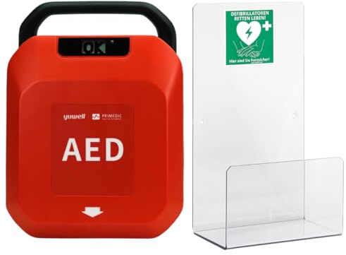 Erste Hilfe Defibrillator & Acrylhalterung mit automatischer Schockabgabe Primedic HeartSave YA, 8 Jahre Garantie des Herstellers, Made in Germany, Sprache: DE/EN