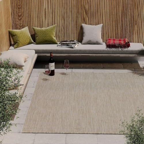 Natural Jute Flatweave Outdoor Rug Awning Carpet Plastic Geometric Rug Washable Garden Patio Neutral Summer Mat Camping Mat Balcony Floor Small 80cm x 150cm