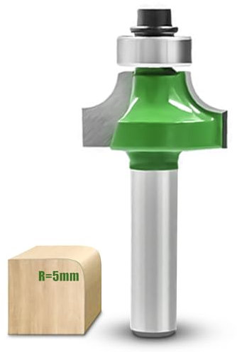 NICAVKIT Fresa arrotondata da 8 mm, raggio 5 mm, fresa rotonda in metallo duro con cuscinetto a sfera, fresa rotonda per lavorazione del legno, fresa a raggio