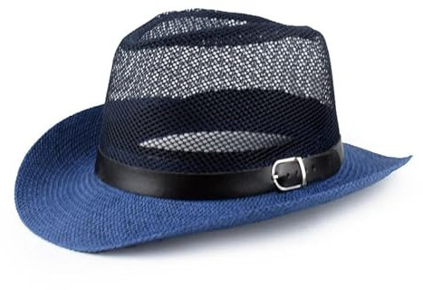 FULUJIDI Fedora Trilby Filzhut Hut Atmungsaktive Mesh Herren Top Hut Jazz Hut Hohl Sonnenhut Marine