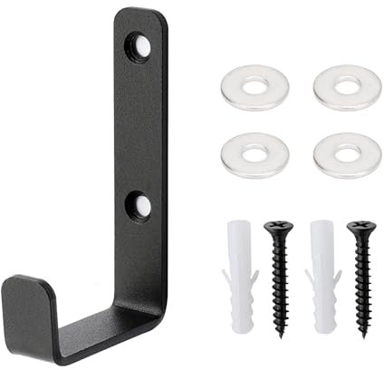 Comioke Crochet Muraux Robuste, J-Pince Universel Noir, Charge Lourde à Vis, Montage Mur