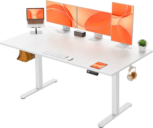 ErGear Escritorio Elevable Eléctrico, Escritorio Ajustable en Altura 160 x 80 cm, Mesa Elevable con Panel Inteligente de 4 Memorias, Mesa Escritorio Oficina en Casa con Tablero Ensamblado