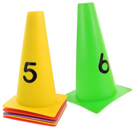 Happyyami 6stücke Agility Fußball Trainingskegel Robuste Sportmarkierungen Mit Zahlen Für Junge Mädchen Und Basketball-Training Hohe Disc Effektives Üben Und Koordination