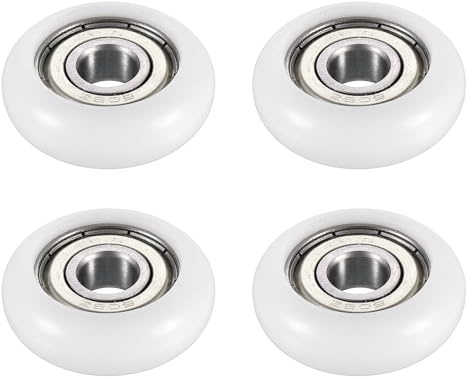 PATIKIL Nylon Pulley Wheel, 10x30x8mm 4 Pcs Ball Bearing Guide Roller Idler Pulley for Furniture Hardware Accessories and Sliding Door Window, White