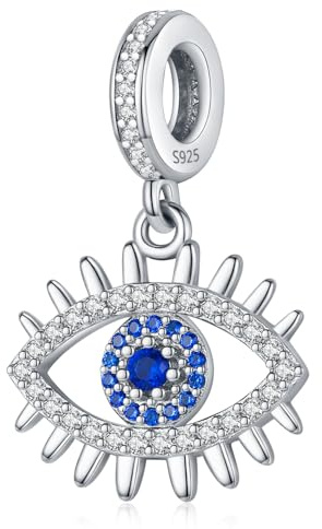Charme mauvais œil, 925 Argent Sterling hamsa le charme du mauvais œil Pendentif pour Pandora Breloque Bead Compatible pour Européen Bracelets, Cadeaux significatifs pour Femme