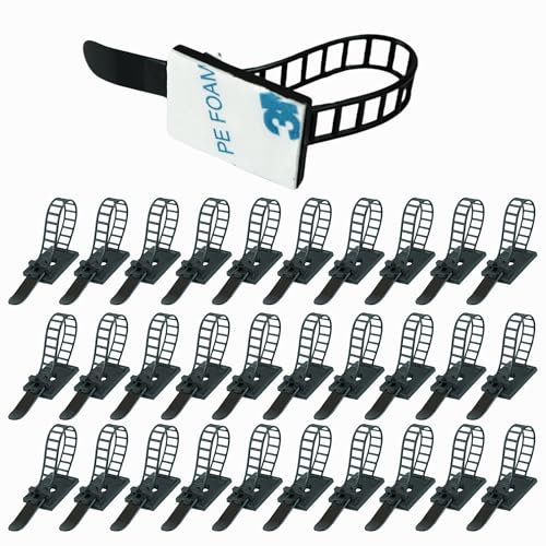 ERYDIUM ® 30 pezzi Fascette Adesive per Cavi e Ferma Tubi | Soluzione Pratica e Resistente per Organizzare Cavi e Tubi in Casa e Ufficio