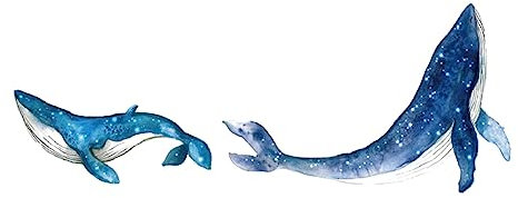 Vaguelly 2sätze Wandaufkleber Dekoration Wal Blau Für Kinderzimmer Wohnzimmer Inneneinrichtung Lustig Cartoonhaft Einfach Anbringen Abnehmen Keine Spuren Hinterlassen