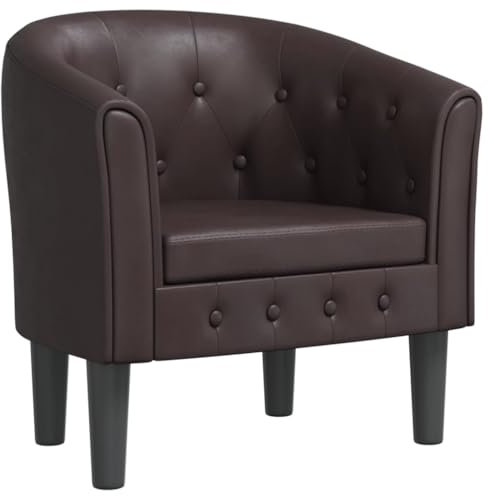 Willood Clubsessel Sessel mit Polsterung Cocktailsessel Freizeitsessel Sessel Braun Kunstleder