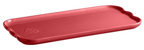 Plat à cake, plat de service rectangulaire, Céramique, rose 31,5 x 15 cm