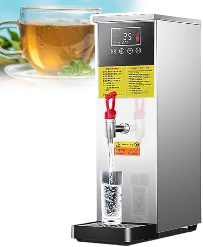 pedenencelia Hervidor De Agua, Máquina para Hervir Agua por Pasos, Calentador De Agua Comercial, Control De Temperatura De 40 A 100 °C, Calentador De Agua Automático De Acero Inoxidable,Silver-50l