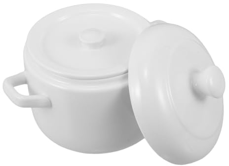 Mobestech Olla De Pequeña Con Tapa Olla De Porcelana Para Cocinar Al Vapor Taza De Doble Asa Para Sopa De Cebolla Francesa Para Cocina