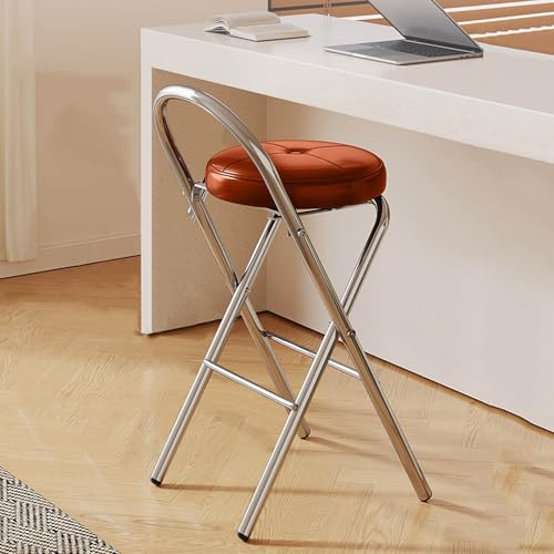 Sgabello Da Bar Pieghevole Portatile, Sgabelli Alti Pieghevoli Da Cucina, Capacità Di 150KG, Sedie Da Bar Con Schienale E Poggiapiedi, Per Casa, Cucina, Colazione, Bistrot(Brown,H45cm)