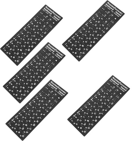 Tofficu 5 Sheets Russian Keyboard Stickers Matte Black White Letters Paper Labels for Laptop Desktop Computer Replacement Keycaps Easy to Apply Non-slip Surface Compatible with Multiple