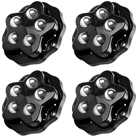 Schwerlast Möbelrollen selbstklebend,200 kg pro Rolle 360° Grad flache Rollen für Aufbewahrungsbox, Möbel, Mülleimer, Kleingeräte,Elektrogeräte, Transportboxen für Haustiere (Schwarz, 4)