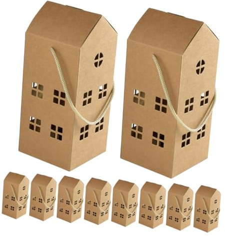 STOBAZA 20 Stück-pack Hübsche Schachtel aus Papier Kreative Süßigkeitenbox in Hausform mit Griff Feine Verarbeitung als Gastgeschenk und Party Verpackung