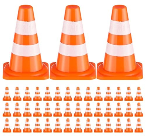 VANZACK 100 Mini Cônes De Signalisation Miniatures Panneau Signalisation Enfant Barrière De Circulation Miniature Jouet De Construction Et D’Apprentissage pour Jeux De Rôle Intérieur Extérieur