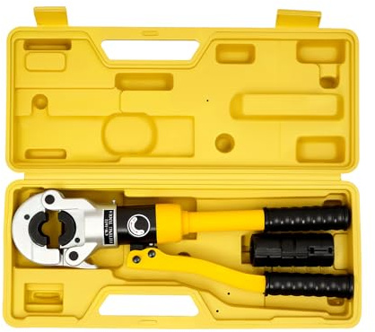 Alicates de prensa hidráulica profesional 8t con 4 mordazas de prensado – Juego de alicates para tubos compuestos de aluminio, tubos PE-X y PB – Incluye maletín de herramientas para fontanería
